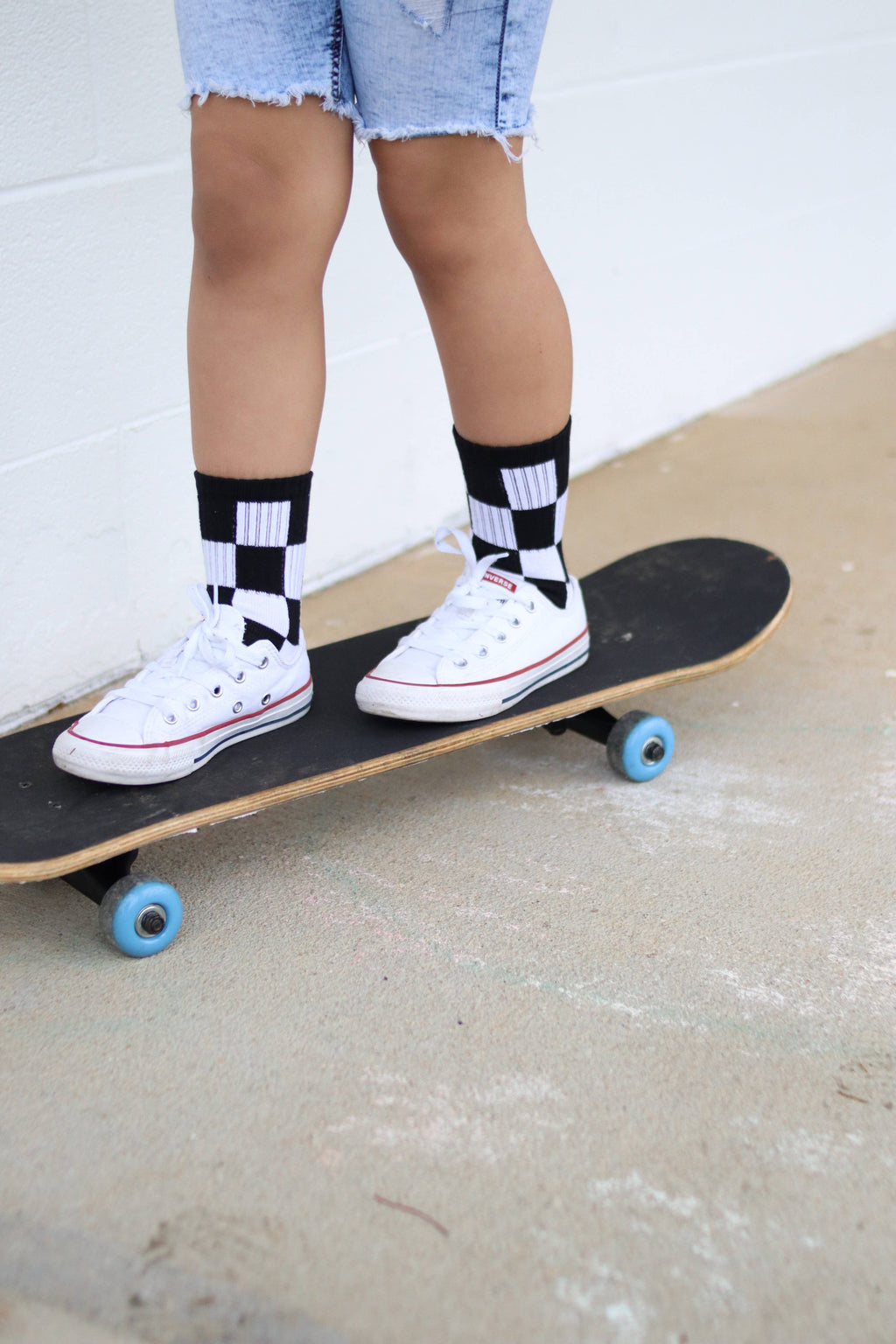 Kickin it up Socks - Black + White Checker