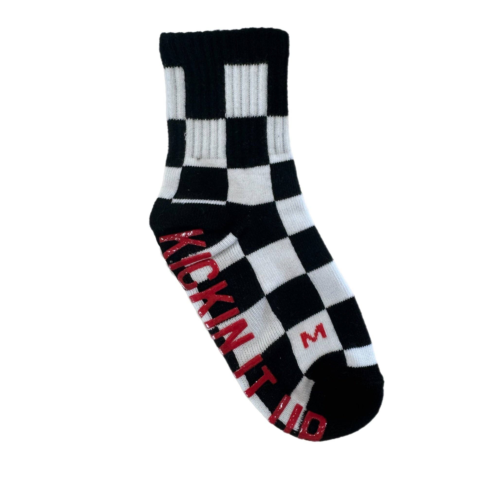 Kickin it up Socks - Black + White Checker