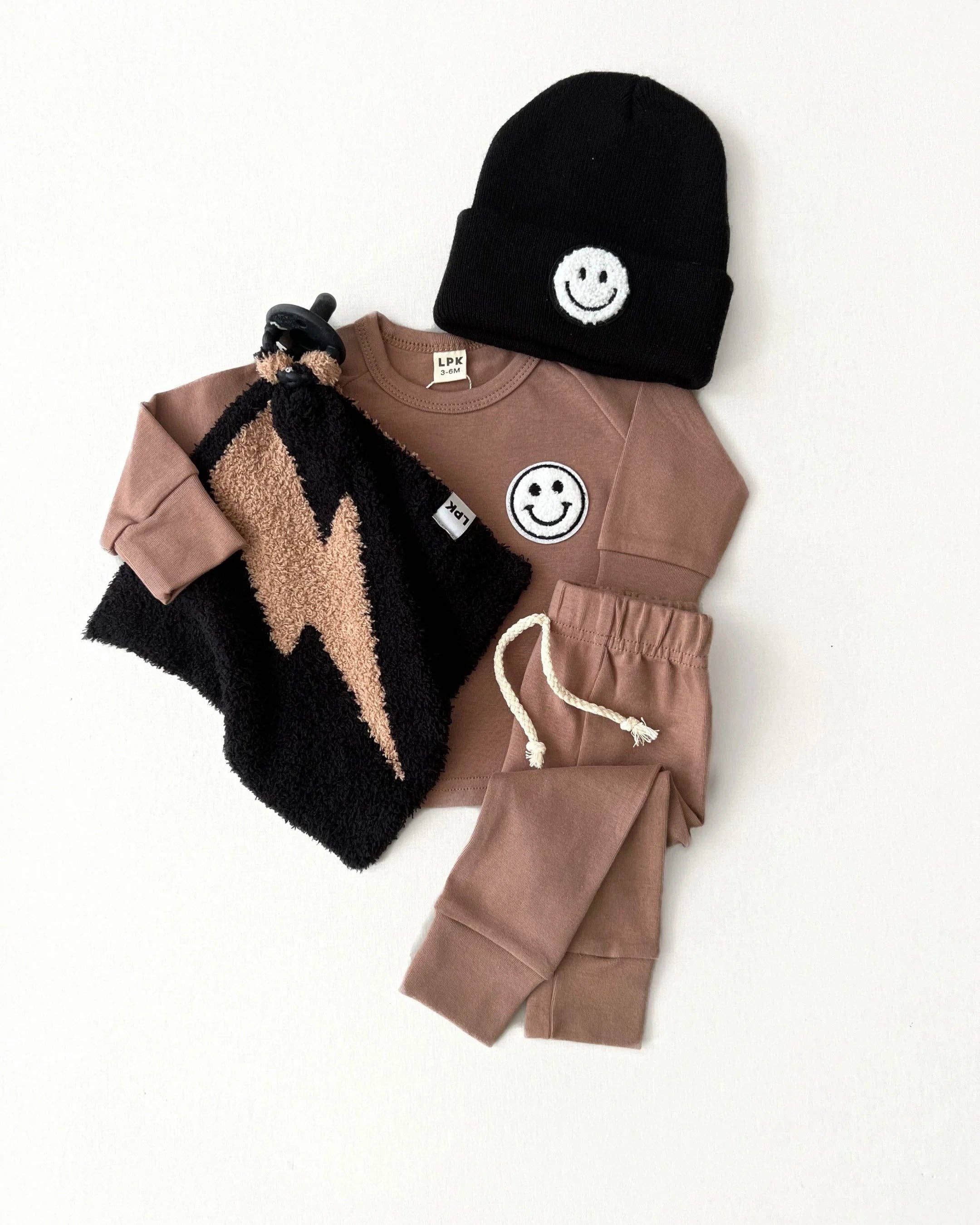 Lucky Panda Kids Lovey - Mocha Lightning Bolt Plush