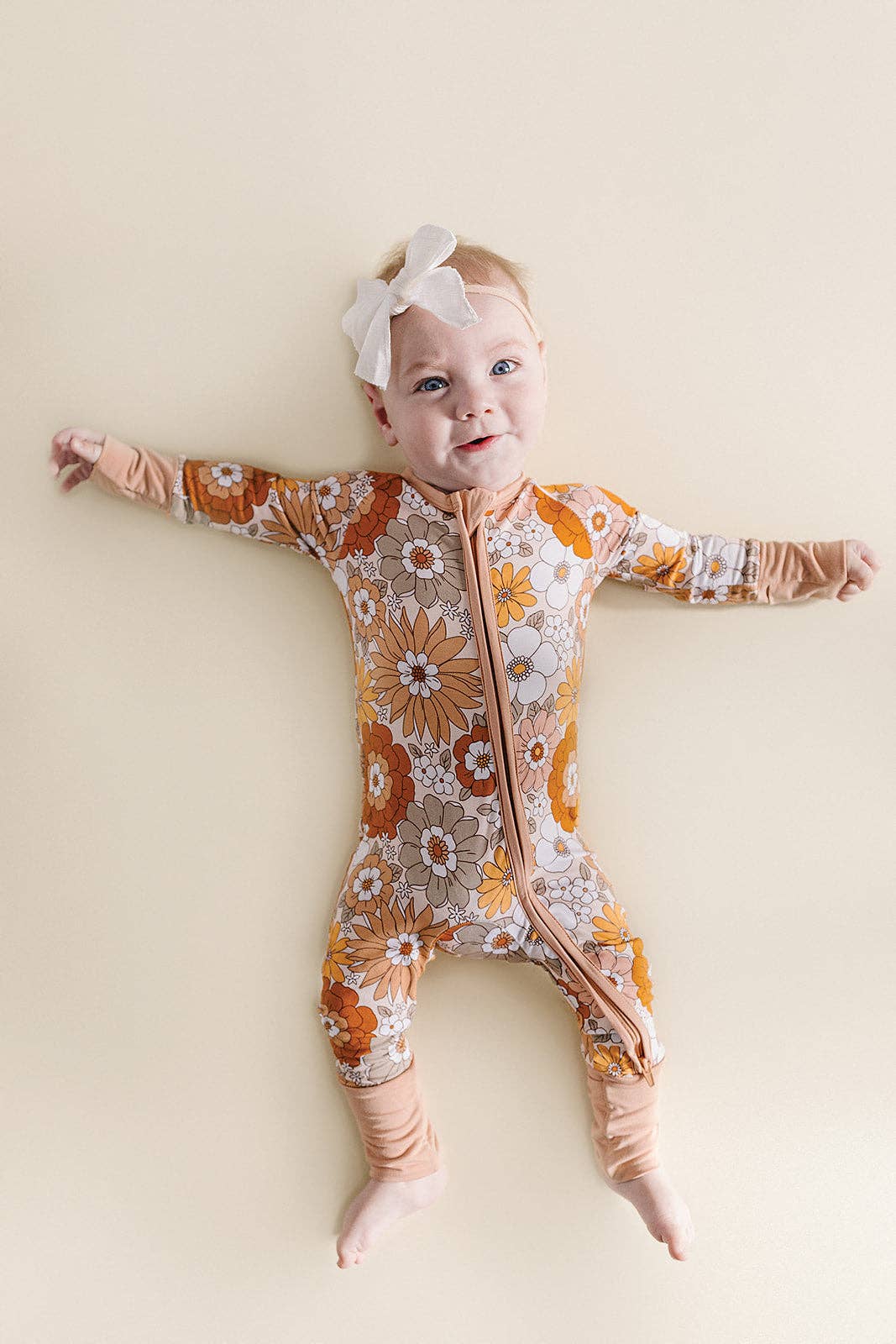 Lucky Panda Kids Bamboo Zip Romper - Petal Pop