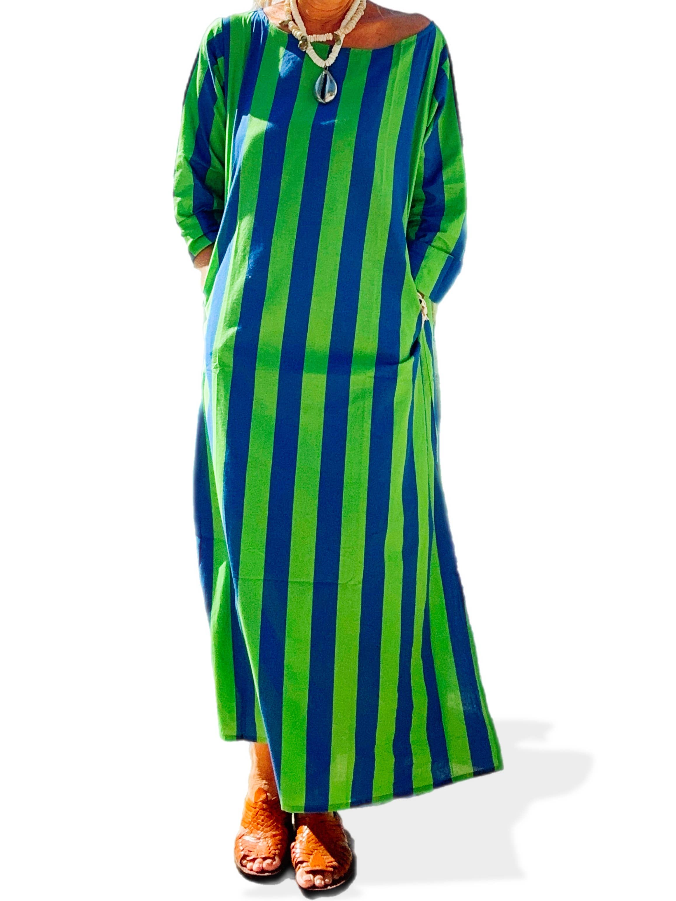 Cabana Club California - Surf Stripe Dress - Blue/Green