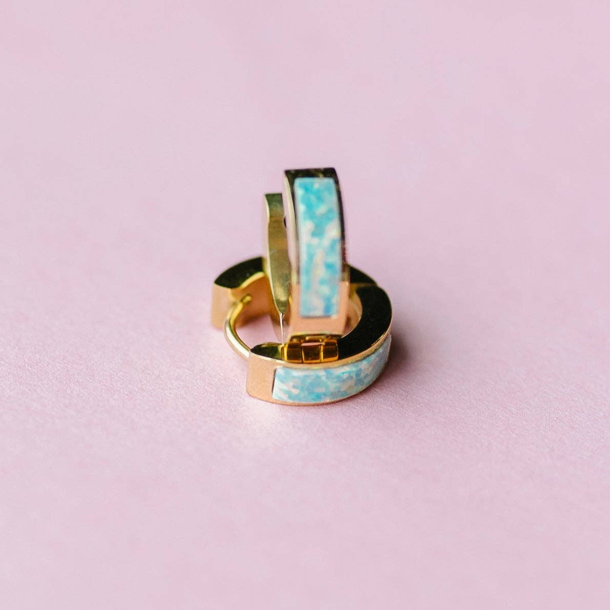 Pierced Co - Ocean Blue Opal Huggies