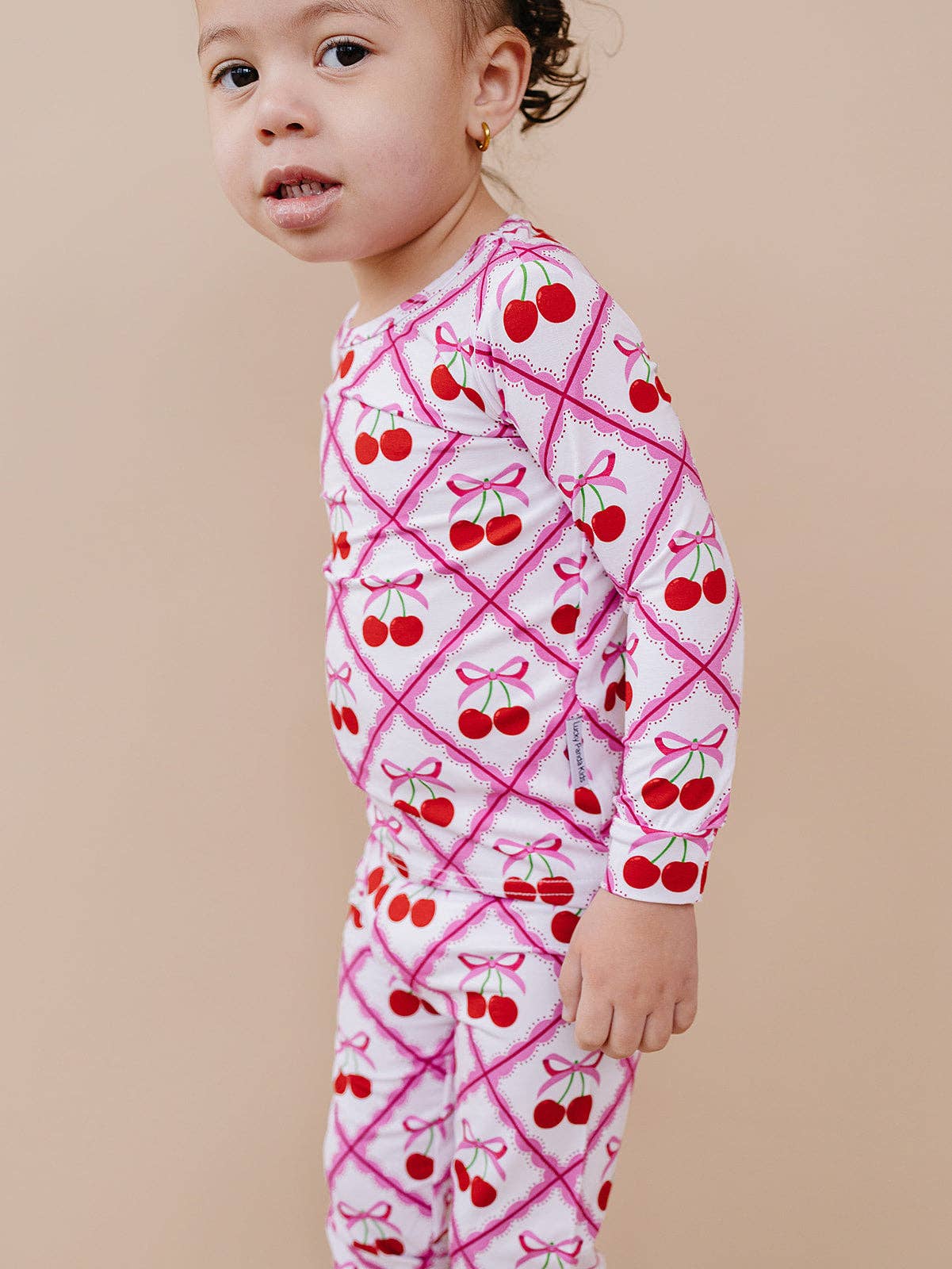 Lucky Panda Kids Bamboo PJs - Cherry Bow