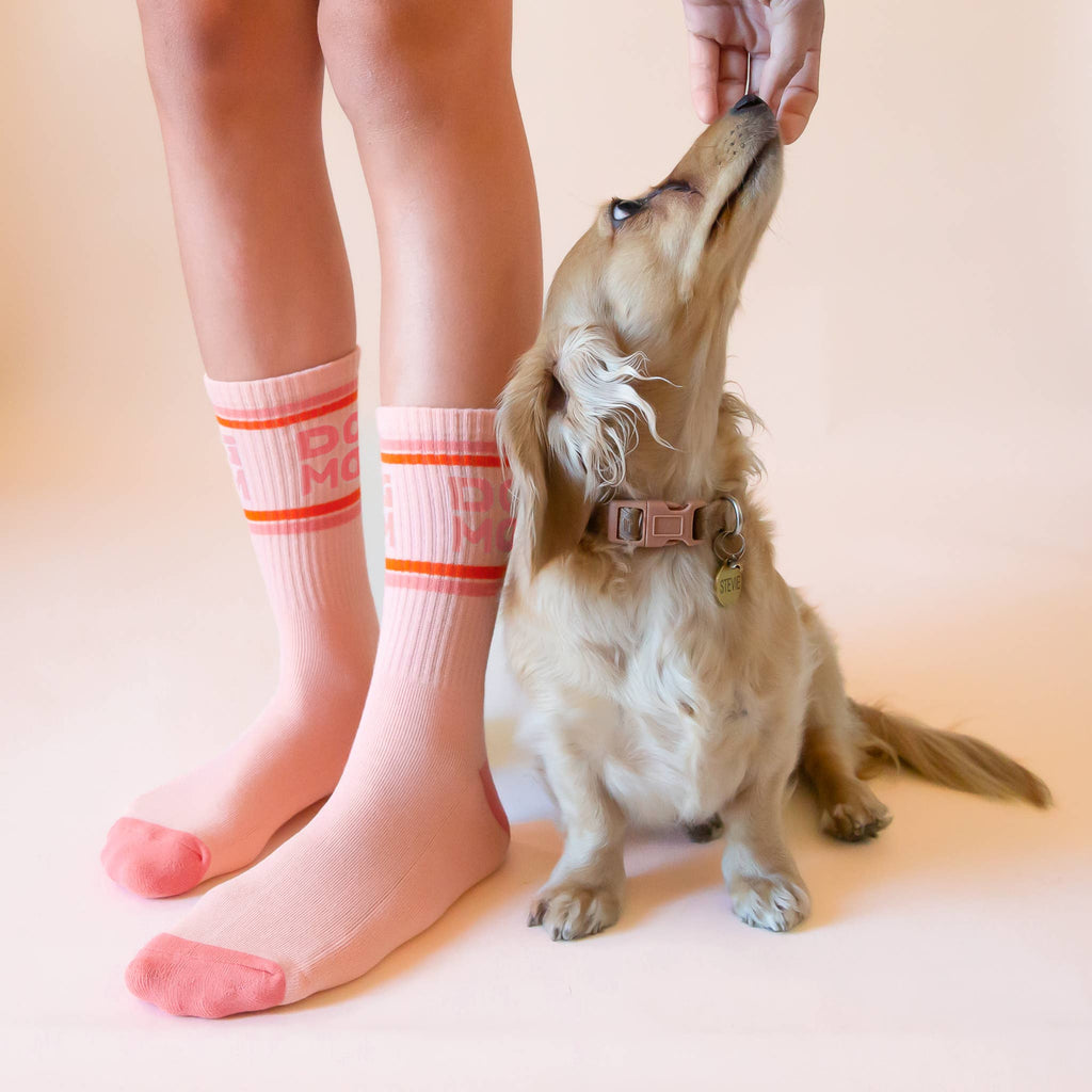 Sunshine Studios Ribbed Crew Socks - Dog Mom Striped