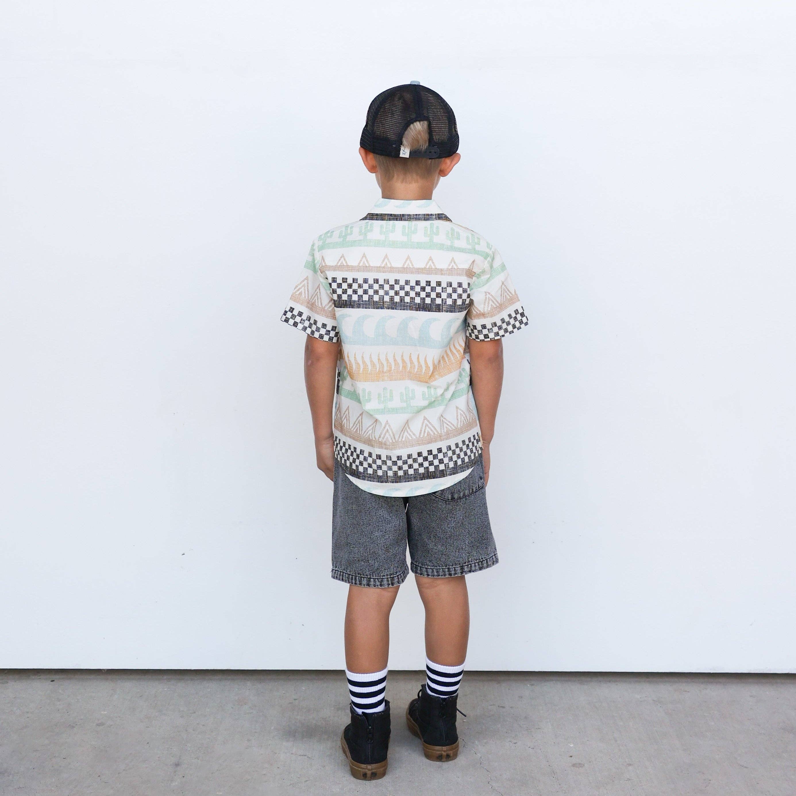 Tiny Whales Button Up Shirt - Surf & Turf