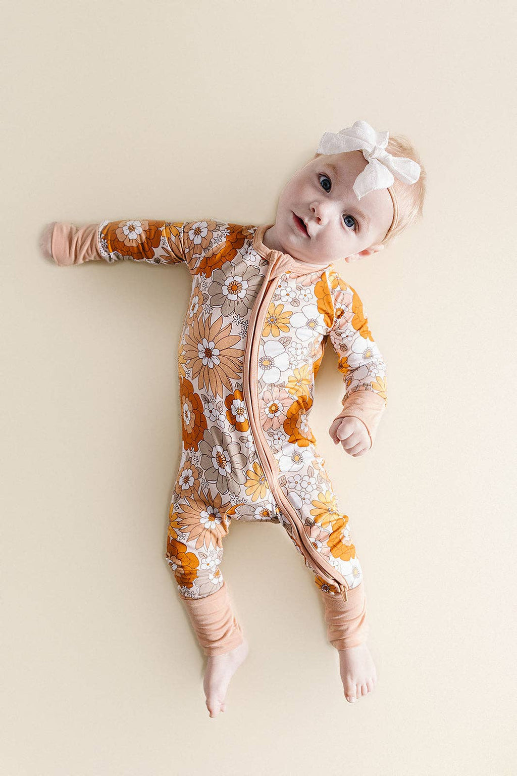 Lucky Panda Kids Bamboo Zip Romper - Petal Pop