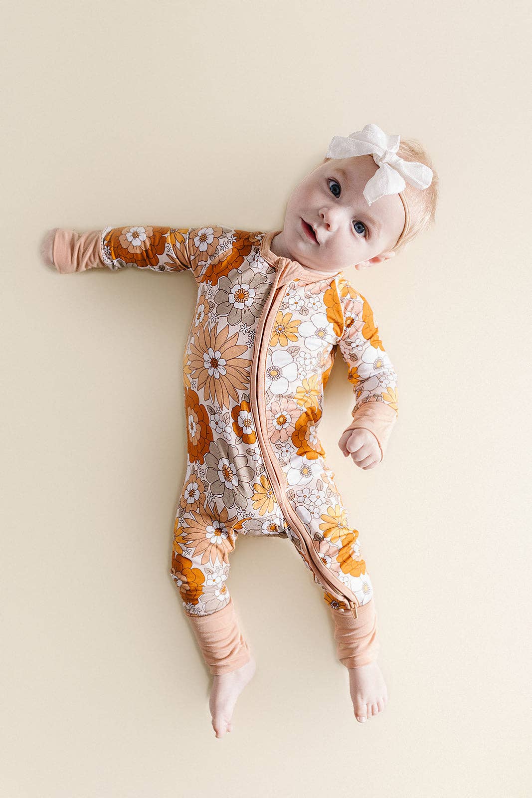 Lucky Panda Kids Bamboo Zip Romper - Petal Pop
