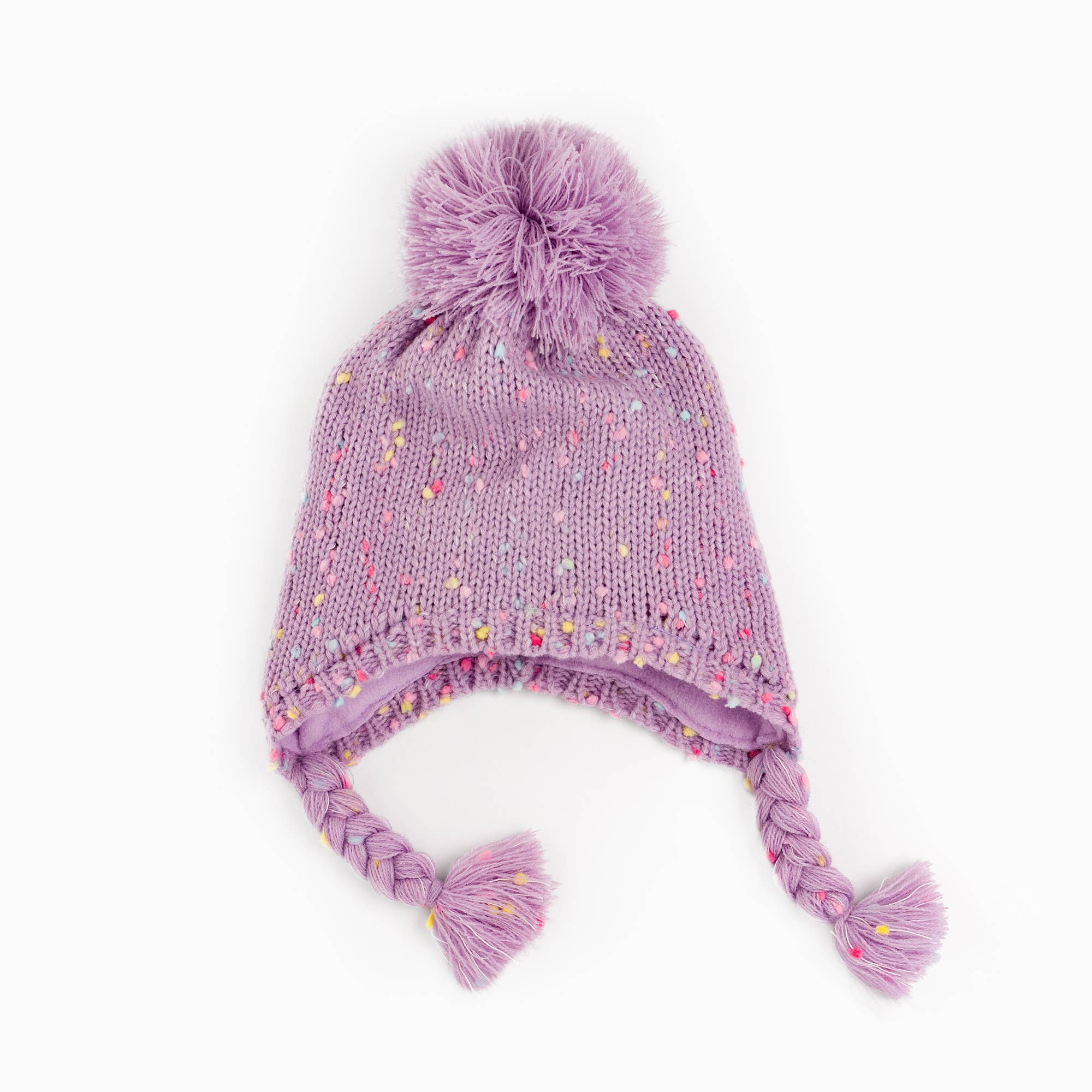 Sprinkled Earflap Hat with Braids- Purple