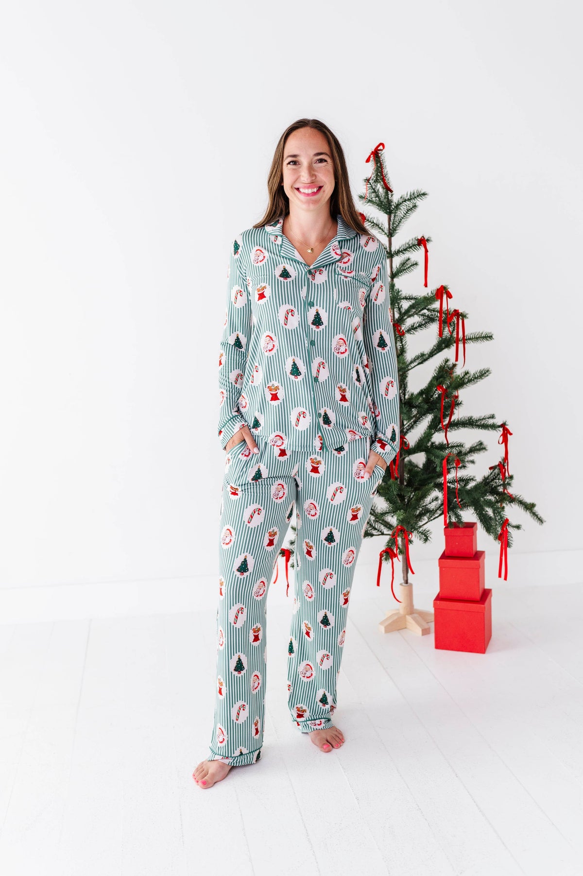 Kiki + Lulu Women's Lounge Set - Christmas Classic Stripe