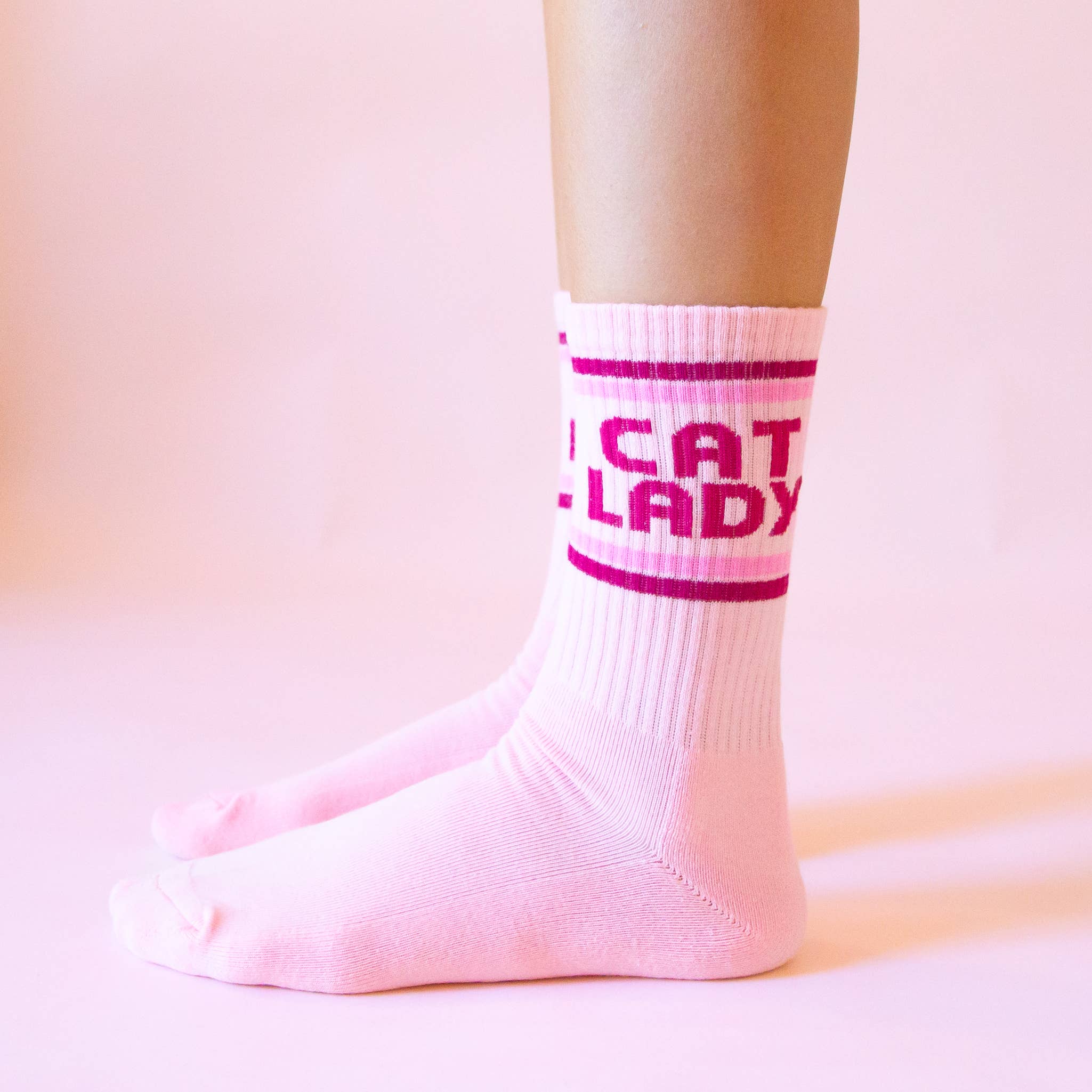 Sunshine Studios Ribbed Crew Socks - Cat Lady
