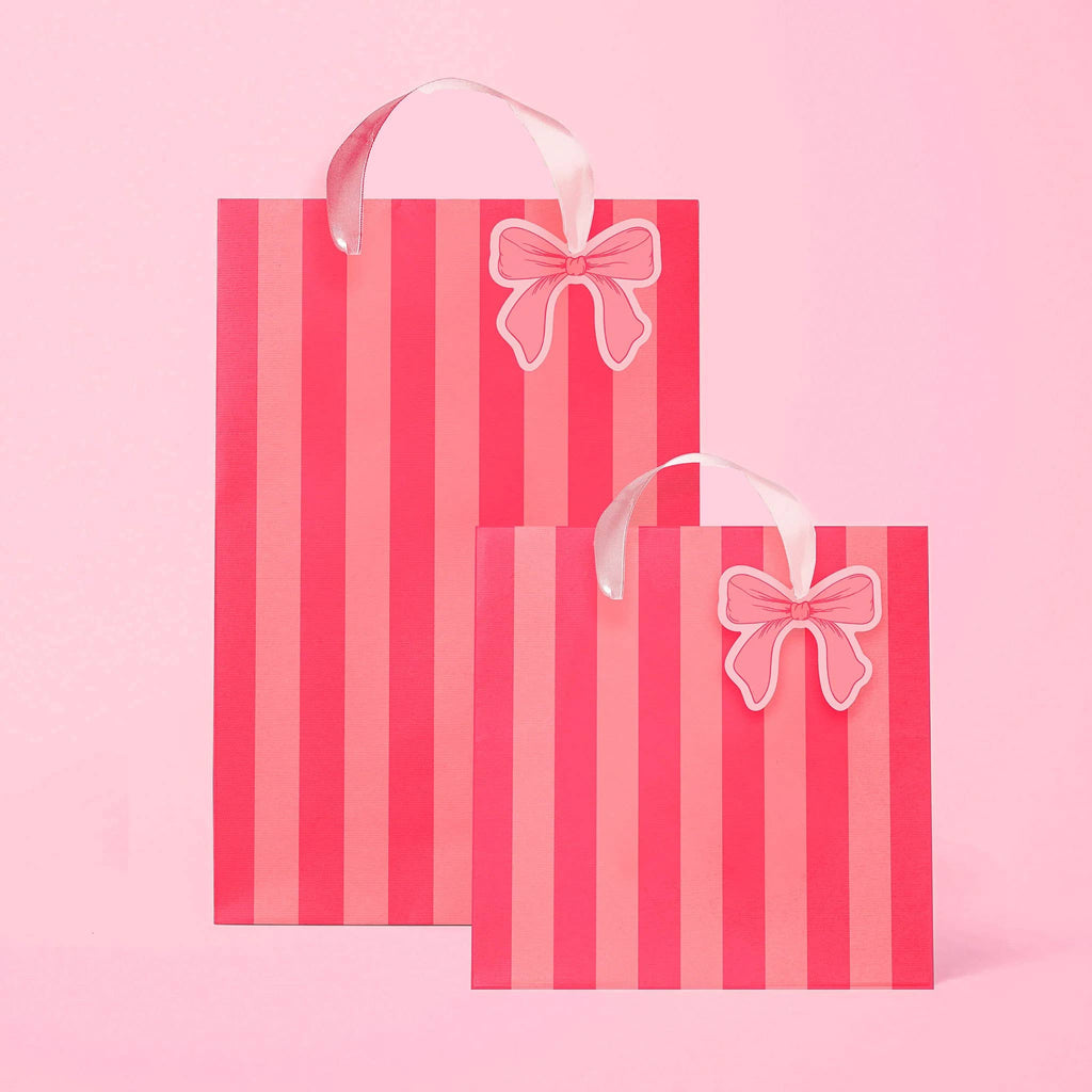 Sunshine Studios - Coral Bow and Stripes Gift Bag