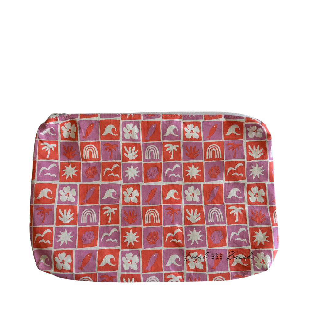 Local Beach Water Resistant Pouch - Coral Pink Islands