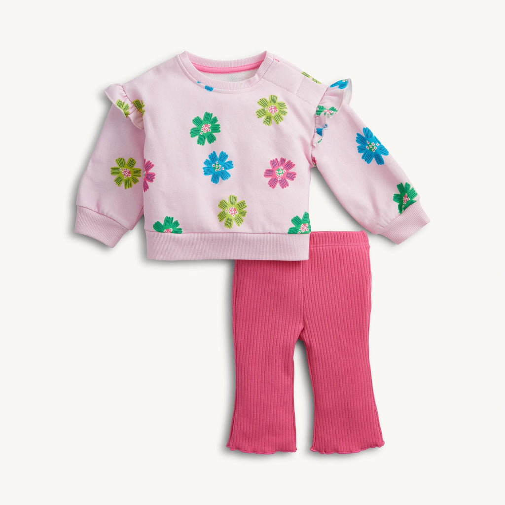 Magnetic Me French Terry Sweater/Pant Set - Pink Floral