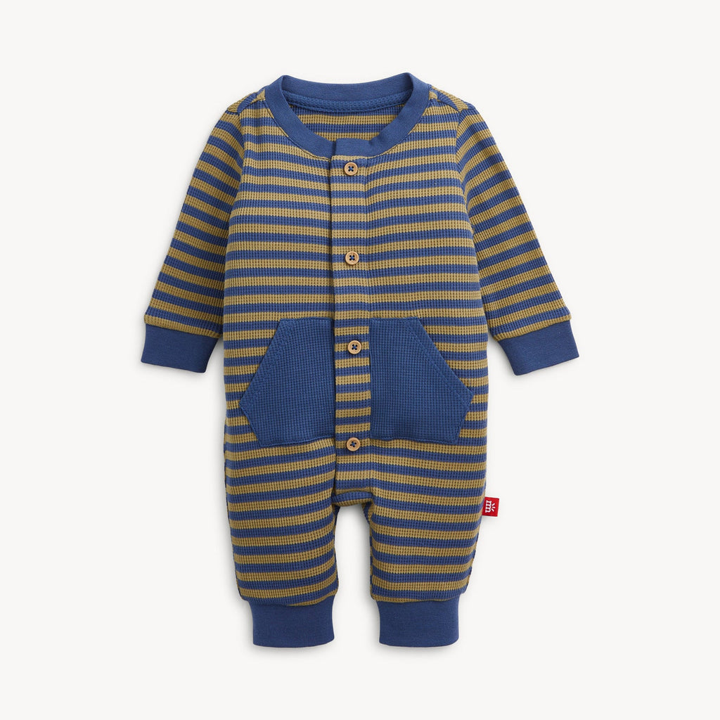 Magnetic Me Romper - Waffle Green Stripe
