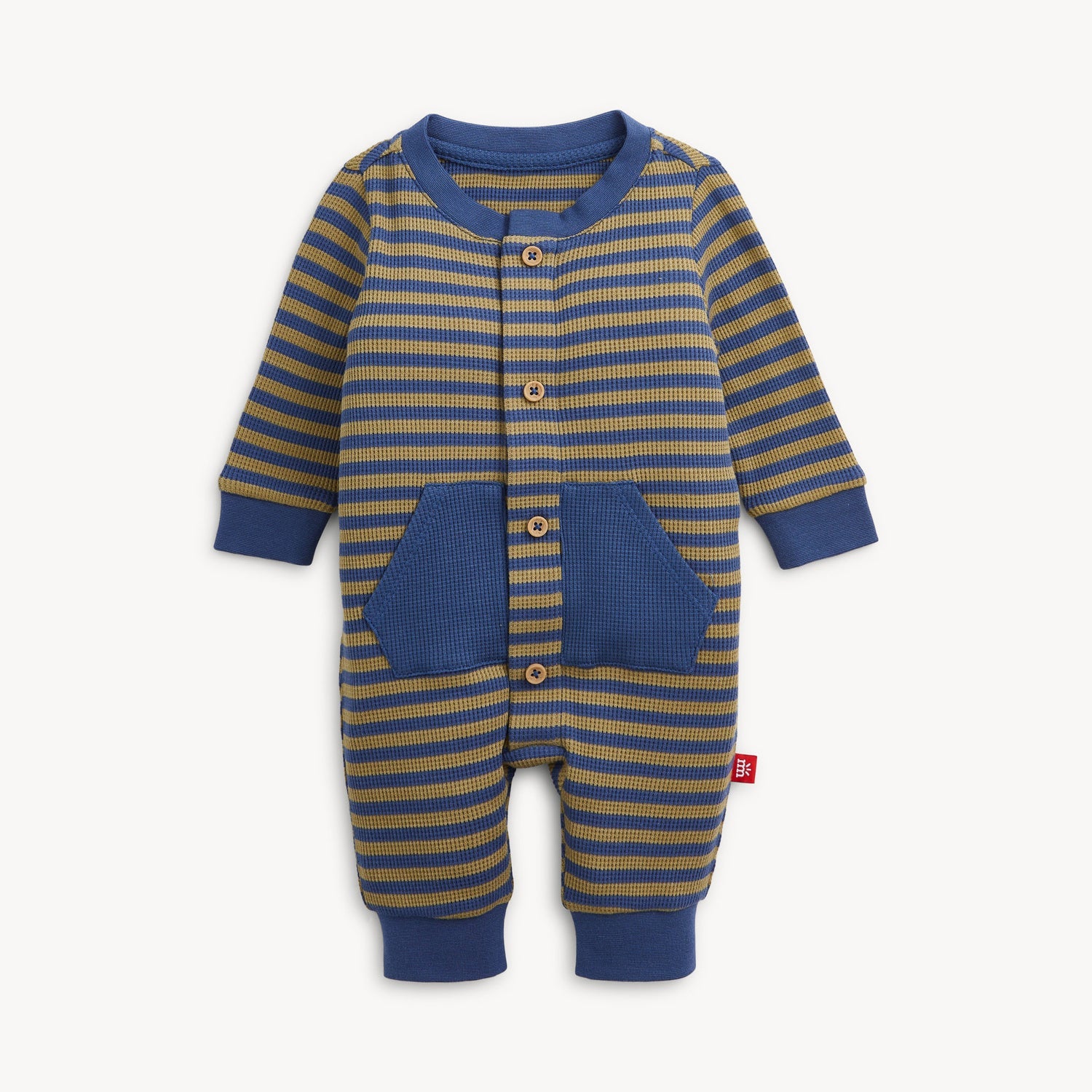 Magnetic Me Romper - Waffle Green Stripe