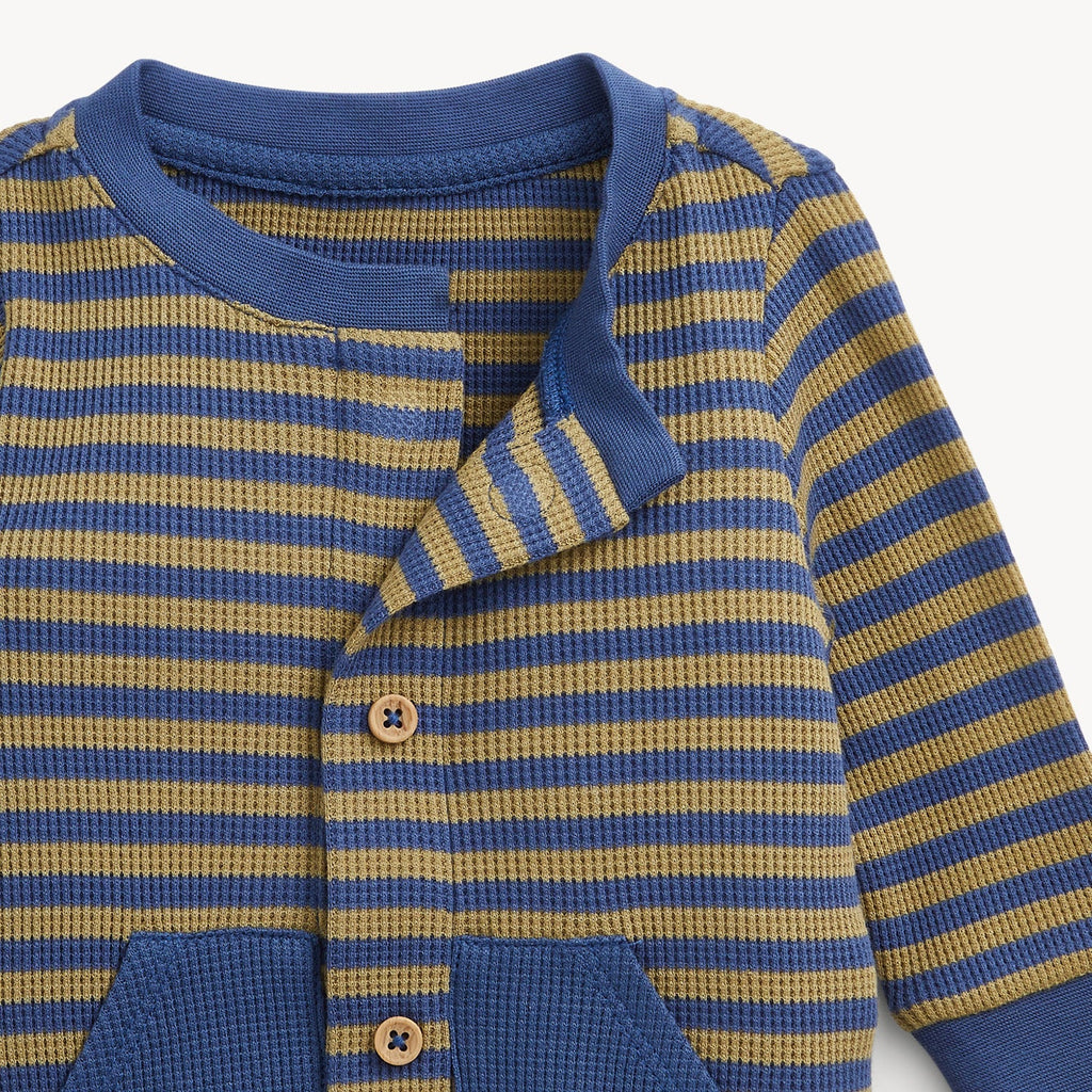 Magnetic Me Romper - Waffle Green Stripe