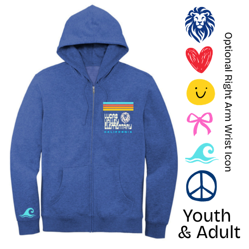 LVE Spirit Wear Full-Zip Hoodie - Royal Frost w/ Stripe Logo
