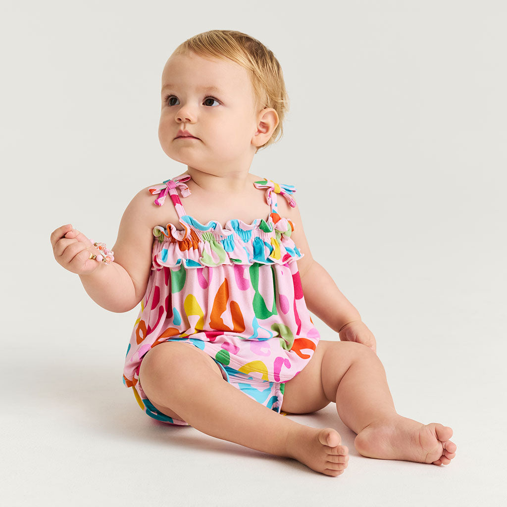 Posh Peanut Bow Strap Ruffle Top & Bloomer Set - Luella