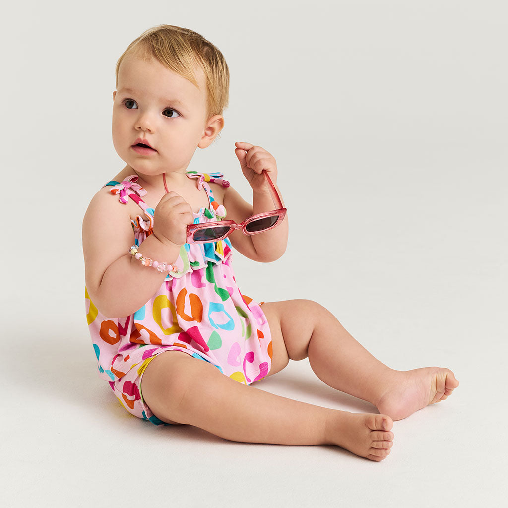 Posh Peanut Bow Strap Ruffle Top & Bloomer Set - Luella