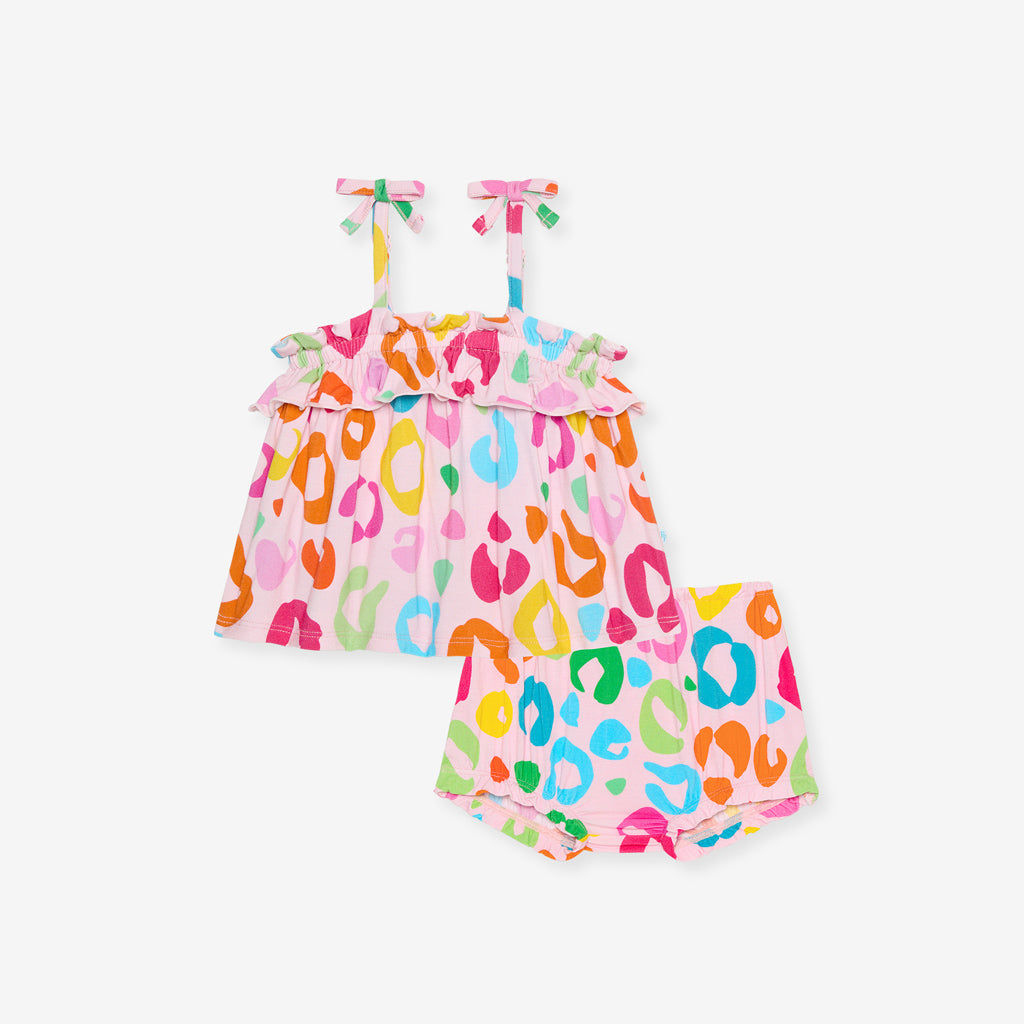 Posh Peanut Bow Strap Ruffle Top & Bloomer Set - Luella