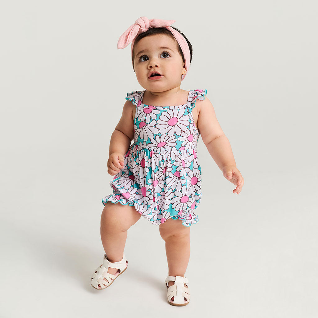 Posh Peanut Ruffled Cami Bubble Romper - Retro Daisy