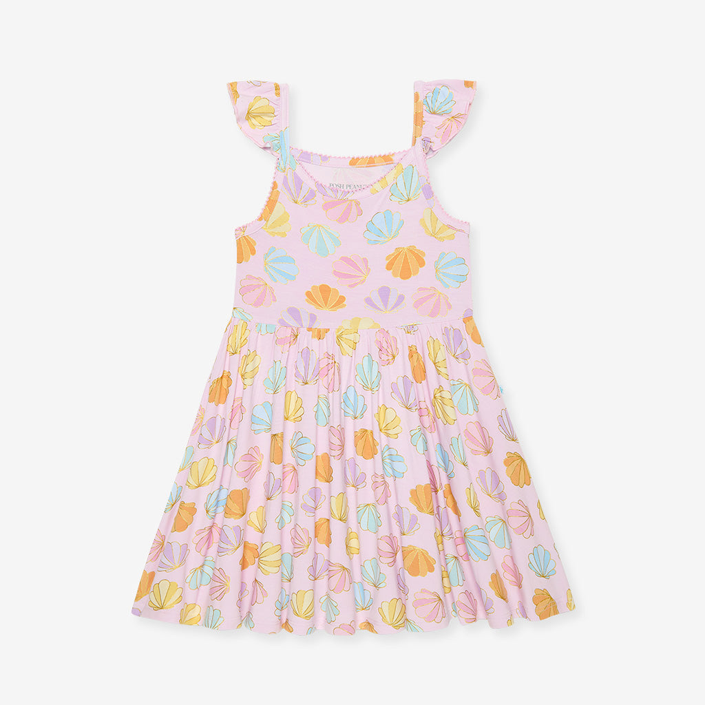 Posh Peanut Ruffled Picot Twirl Dress - Shelly Pink