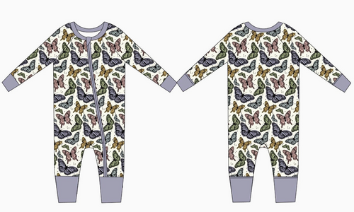 Bamboo Zip Romper - Butterfly