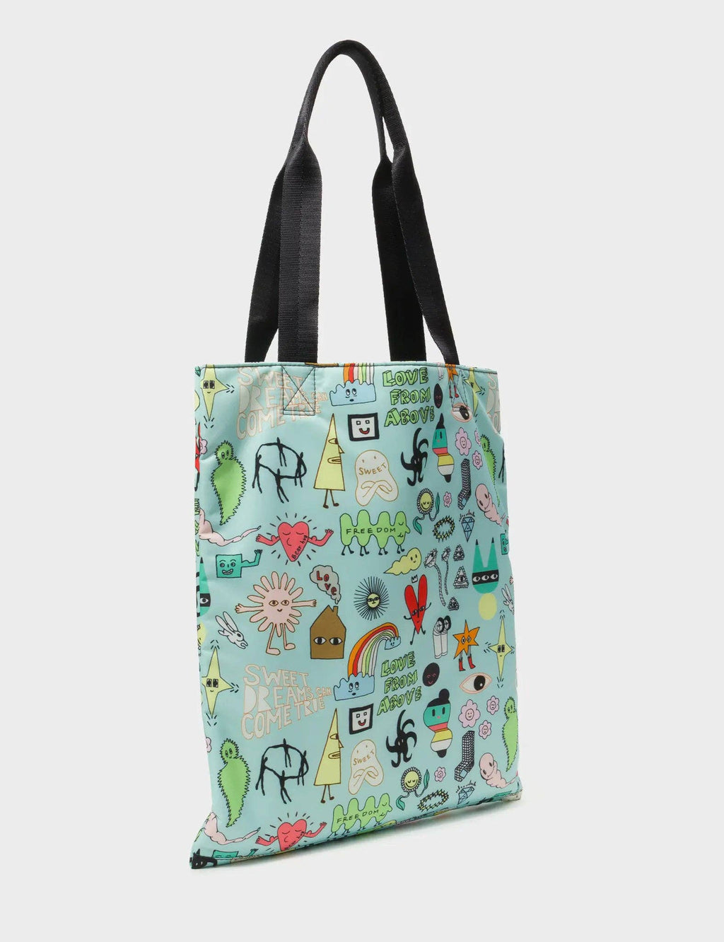 Min & Mon - The Everyday Tote Bag - Light Blue Cyclepet Fabric Dreams Can Come True Print