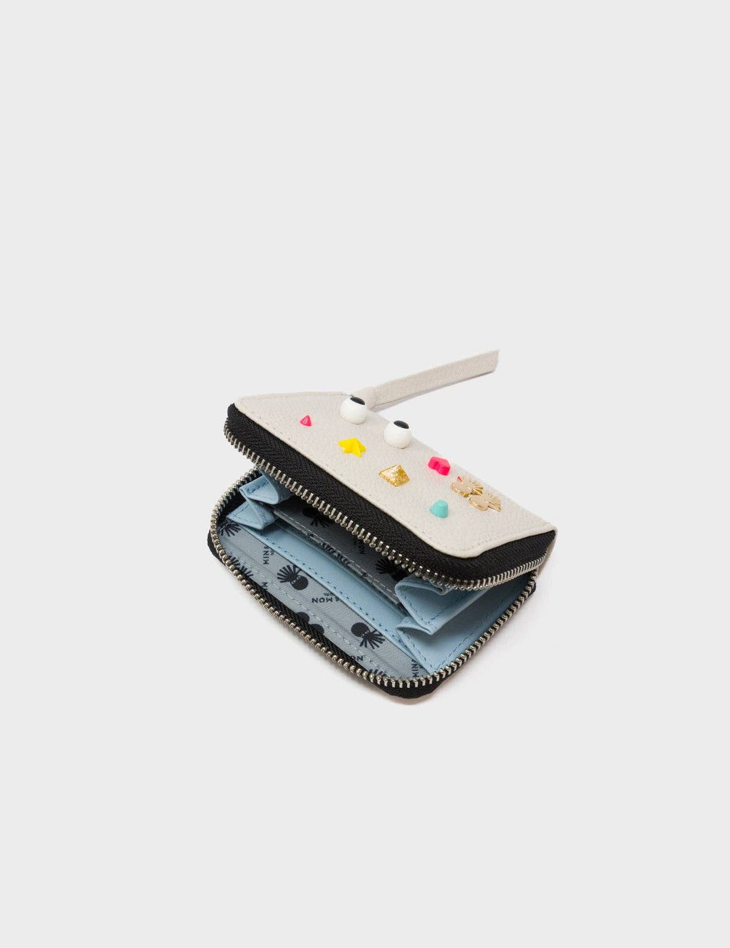 Min & Mon - Frodo Cream Leather Zip Around Wallet - Studs Pattern