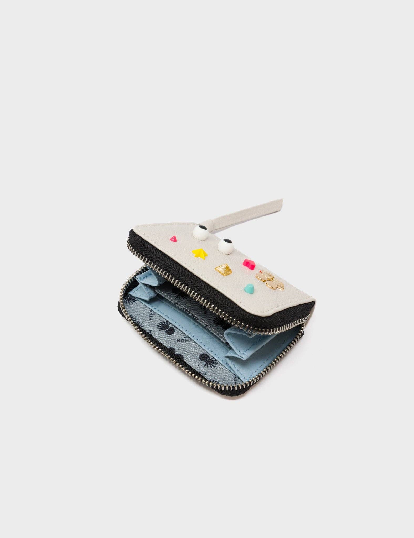 Min & Mon - Frodo Cream Leather Zip Around Wallet - Studs Pattern