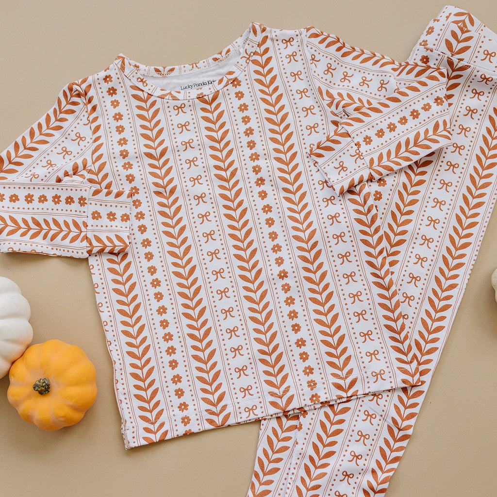 Lucky Panda Kids Bamboo Two Piece PJs - Boho Daisy (Final Sale)