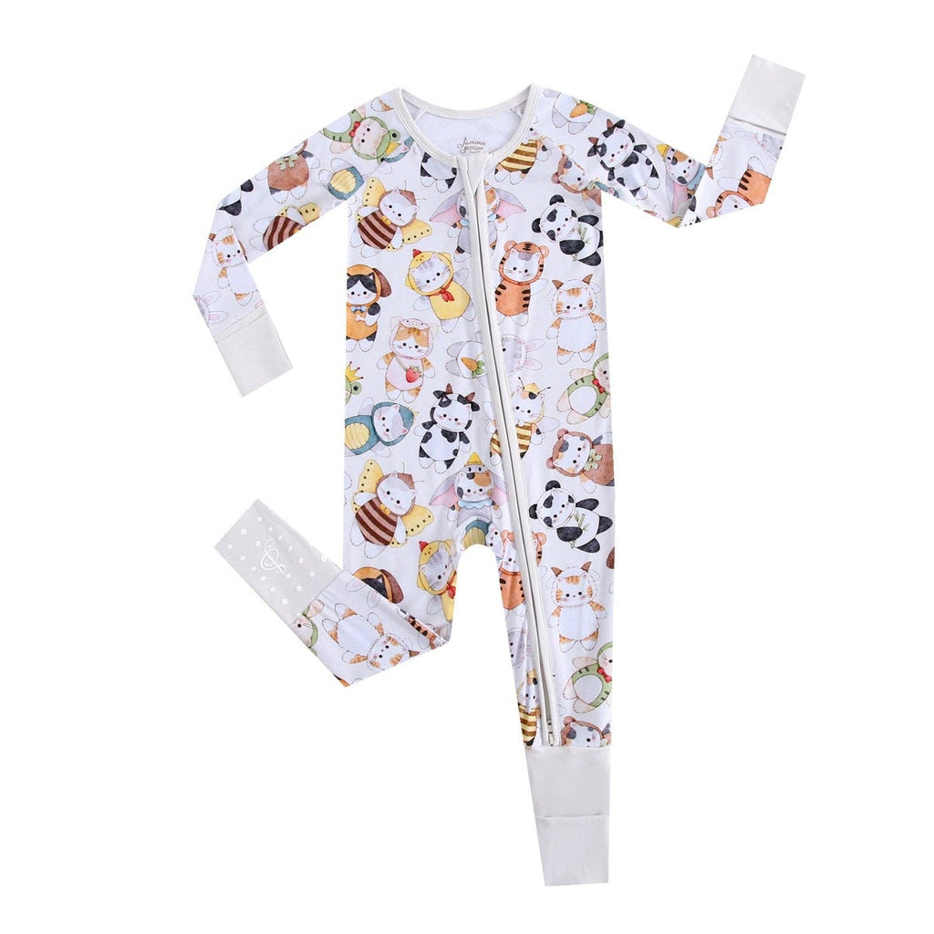 Jammie Session Bamboo Romper - Meowster of Disguise