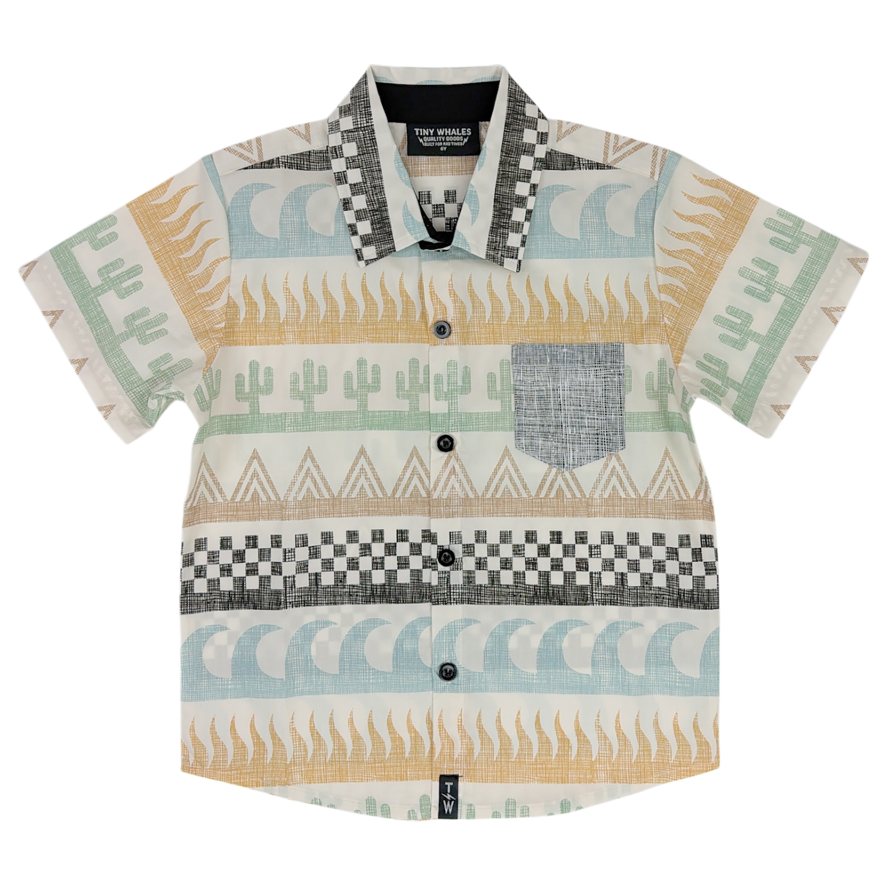 Tiny Whales Button Up Shirt - Surf & Turf
