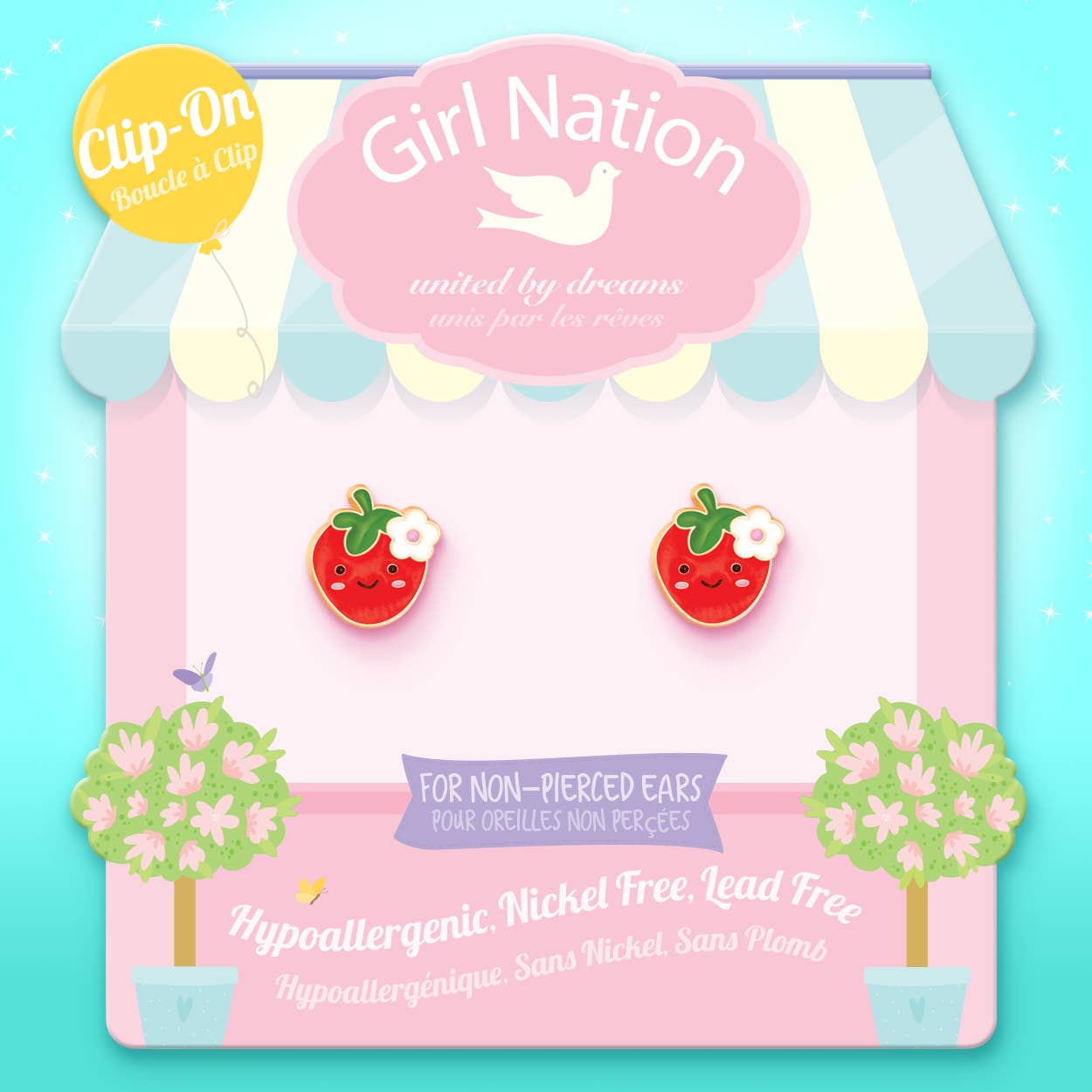Girl Nation CLIP ON Earrings - You're Berry Cute