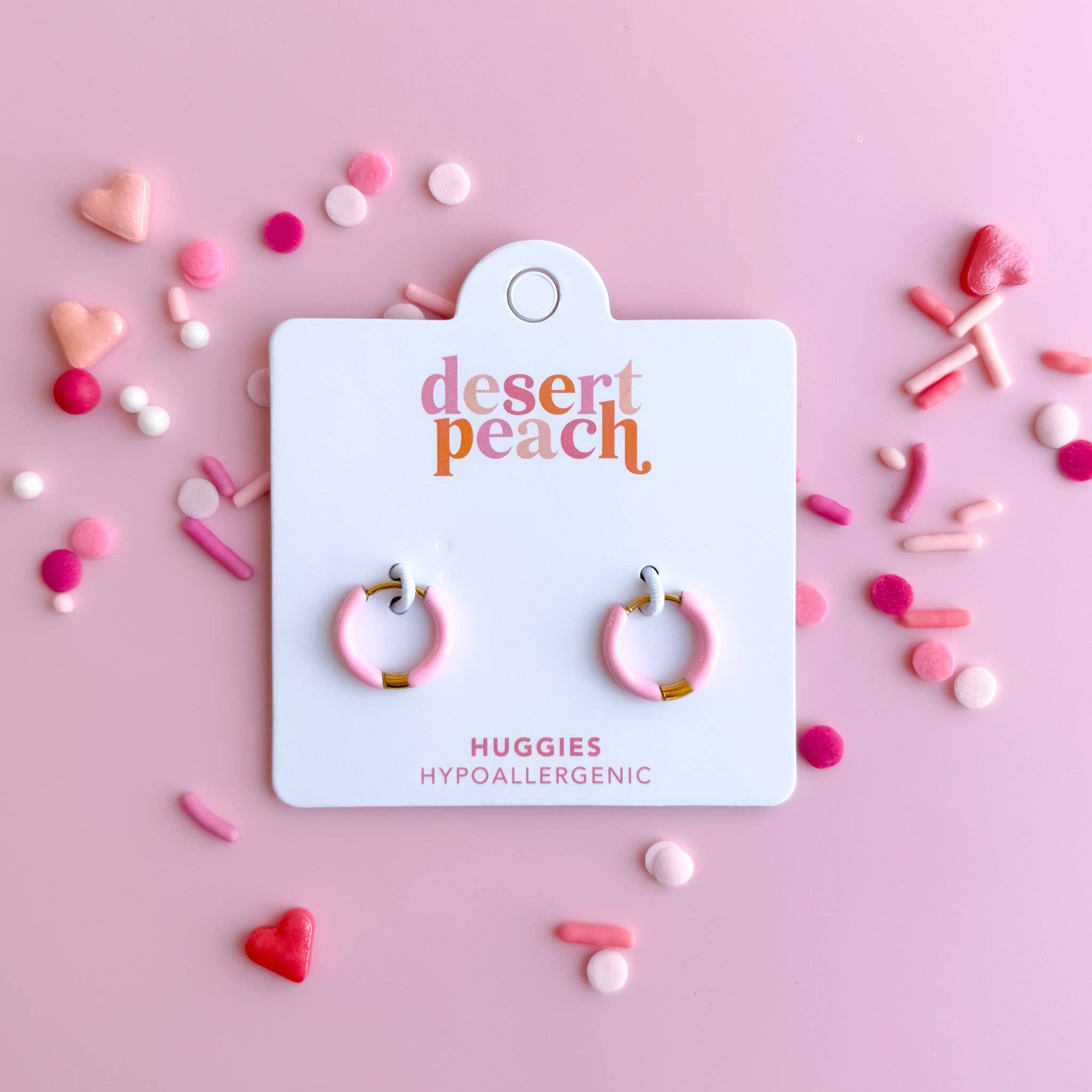 Desert Peach - Pink Huggie Hoops