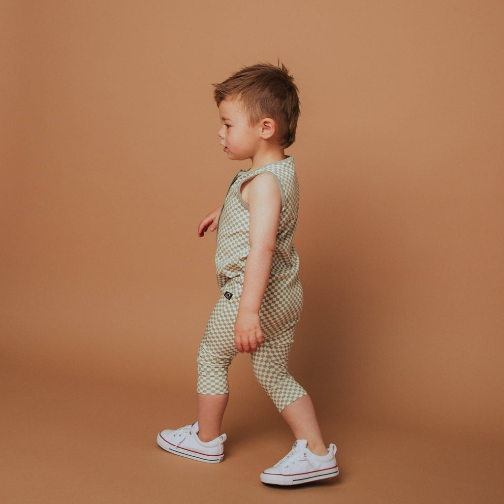 RAGS Romper - Moss Mini Check