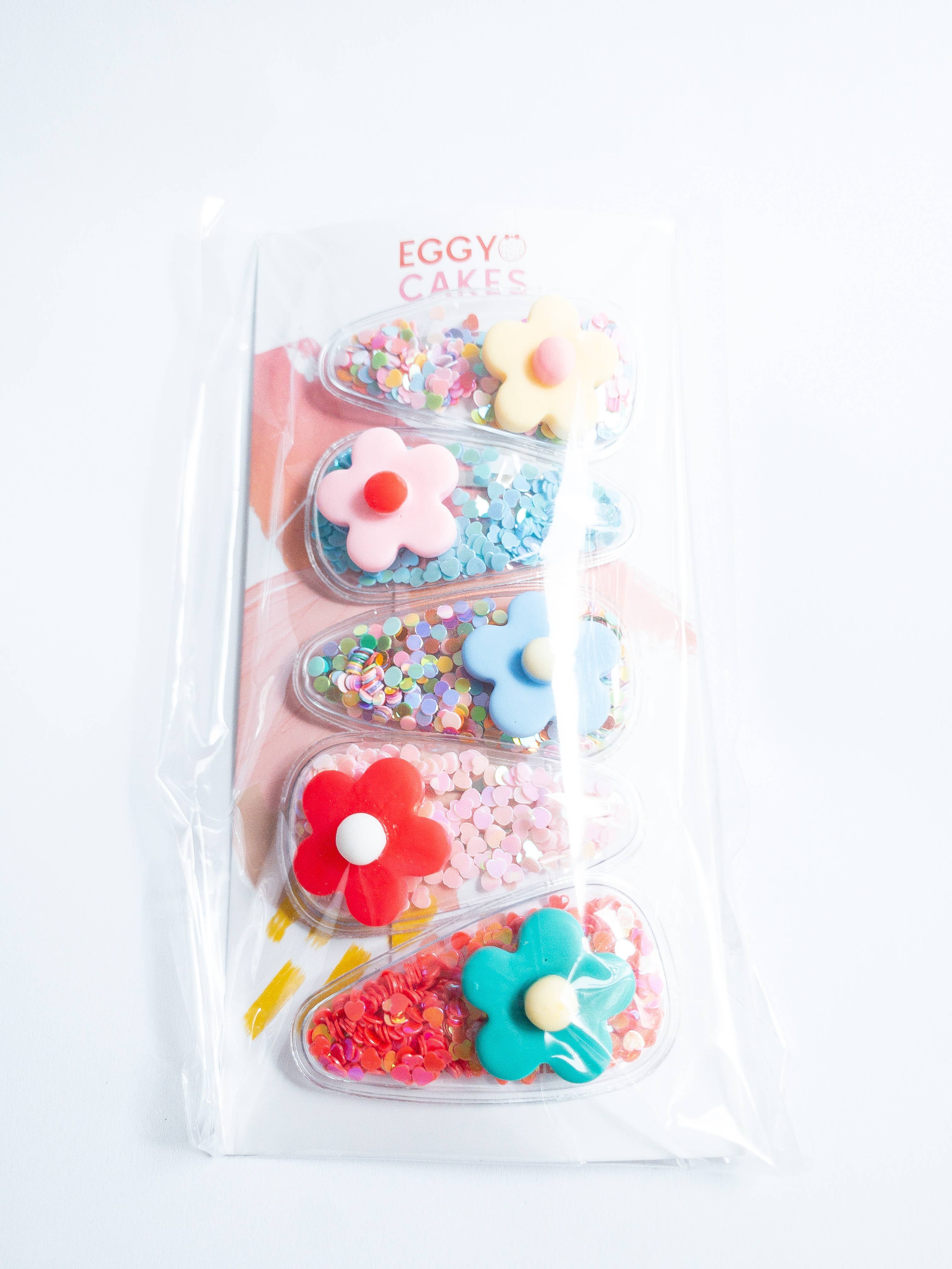 Eggy Cakes - Flower Confetti Shaker Hair Clips