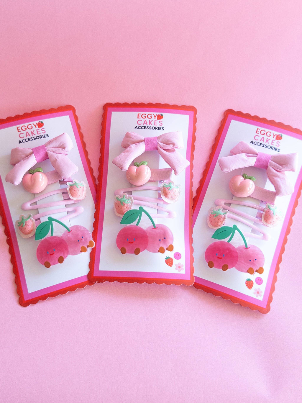 Eggy Cakes - Twin Cherries Puffy Bow Set