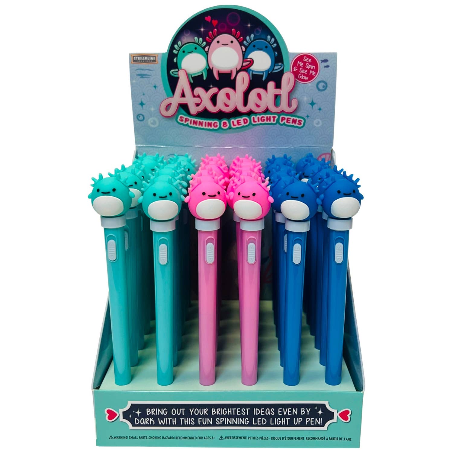 Streamline - Axolotl Spinning LED Light Up Pens