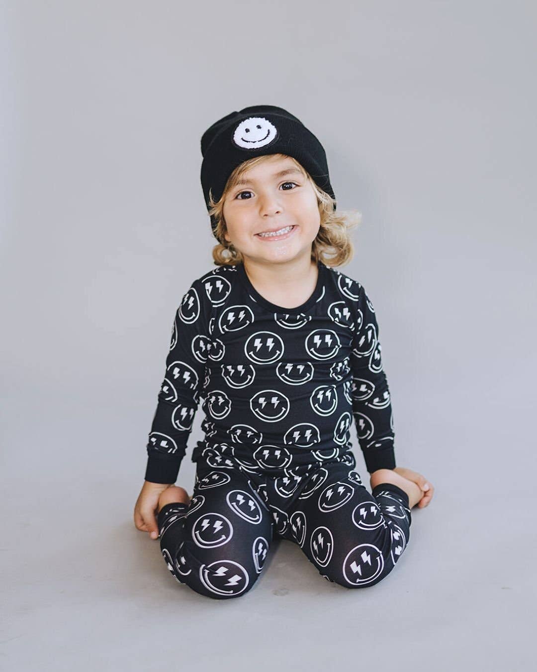 Lucky Panda Kids Smiley Beanie - Black