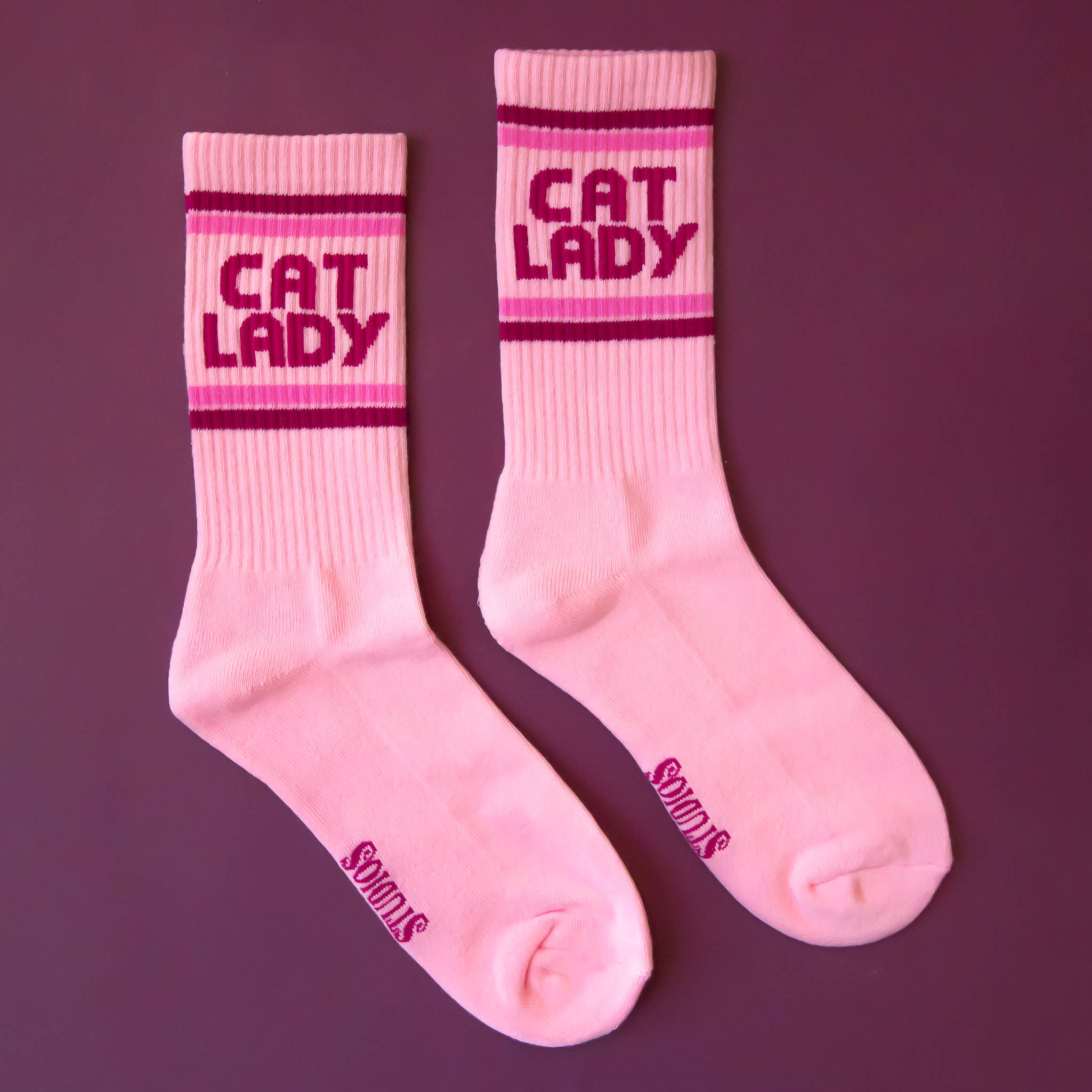 Sunshine Studios Ribbed Crew Socks - Cat Lady