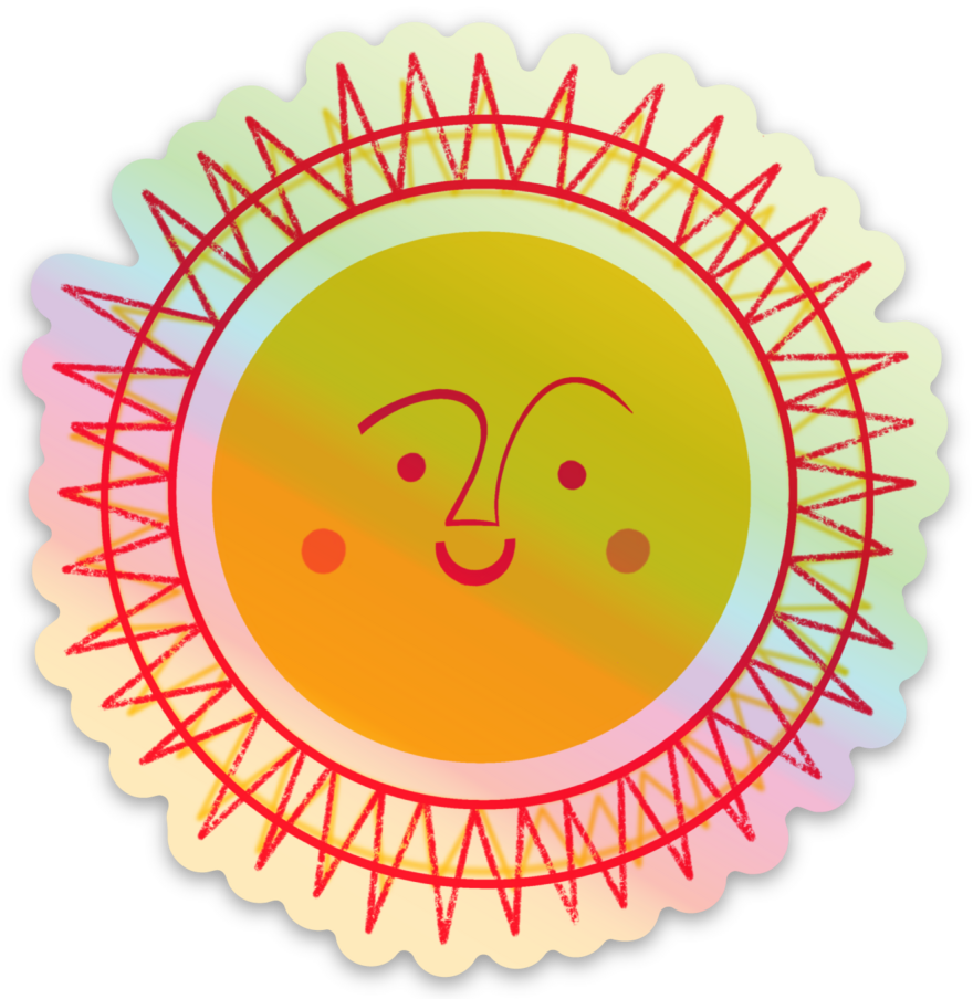 Pier Six Press - Retro Sun Holographic Vinyl Sticker