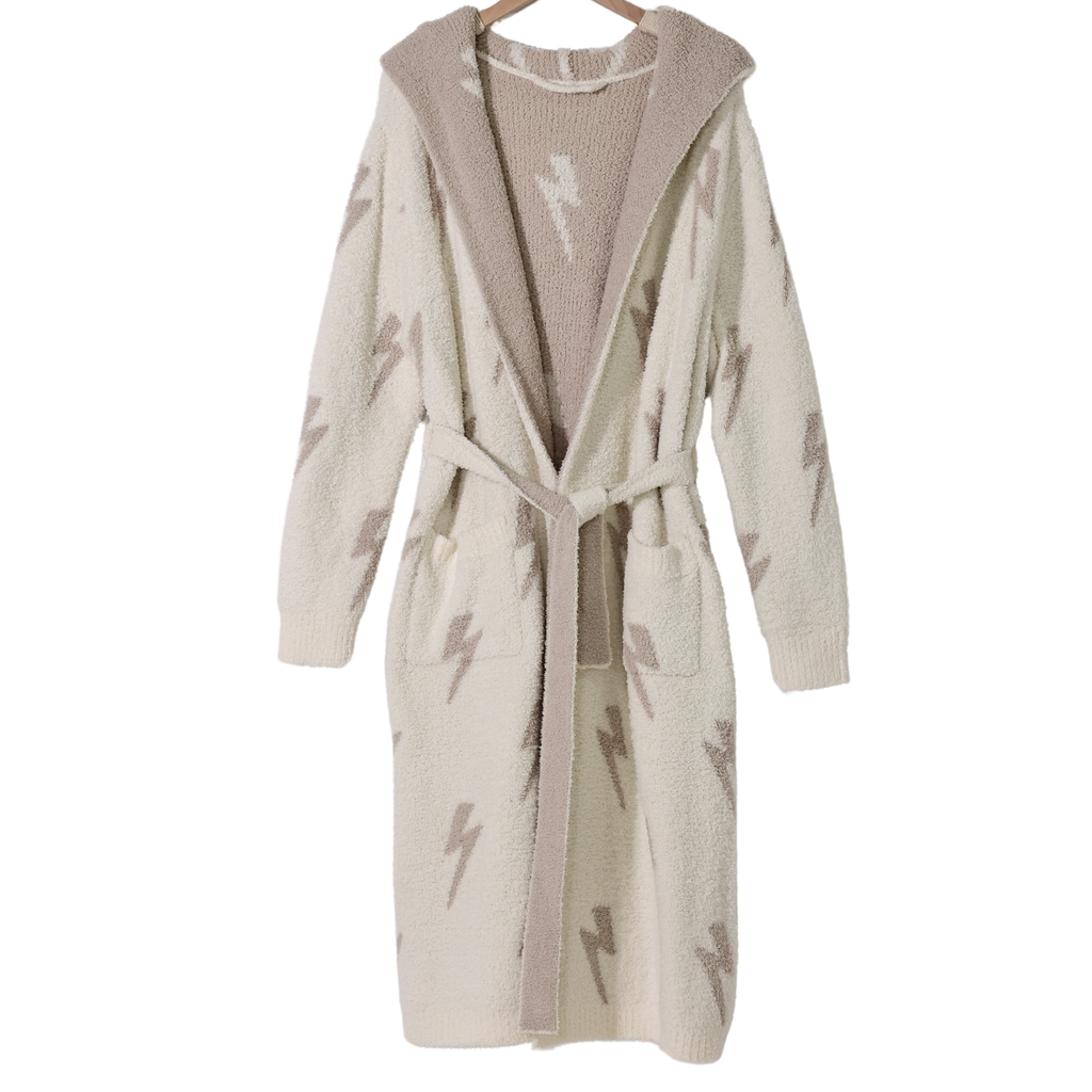 Local Beach Luxe Robe - Lightning Bolt (Sand/Cream)