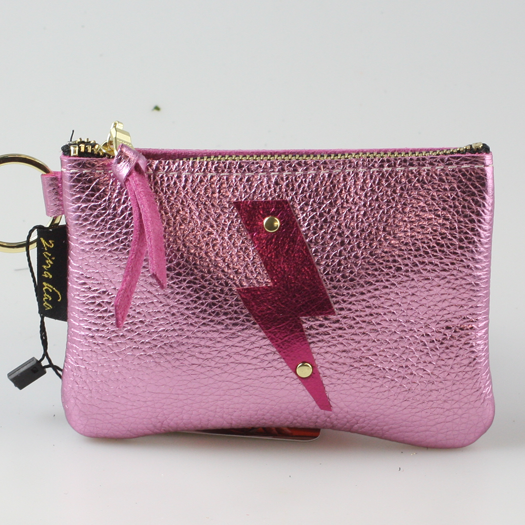 Zina Kao - The Applique Kara: Lightening Bolt: Rose w/Fuschia Bolt