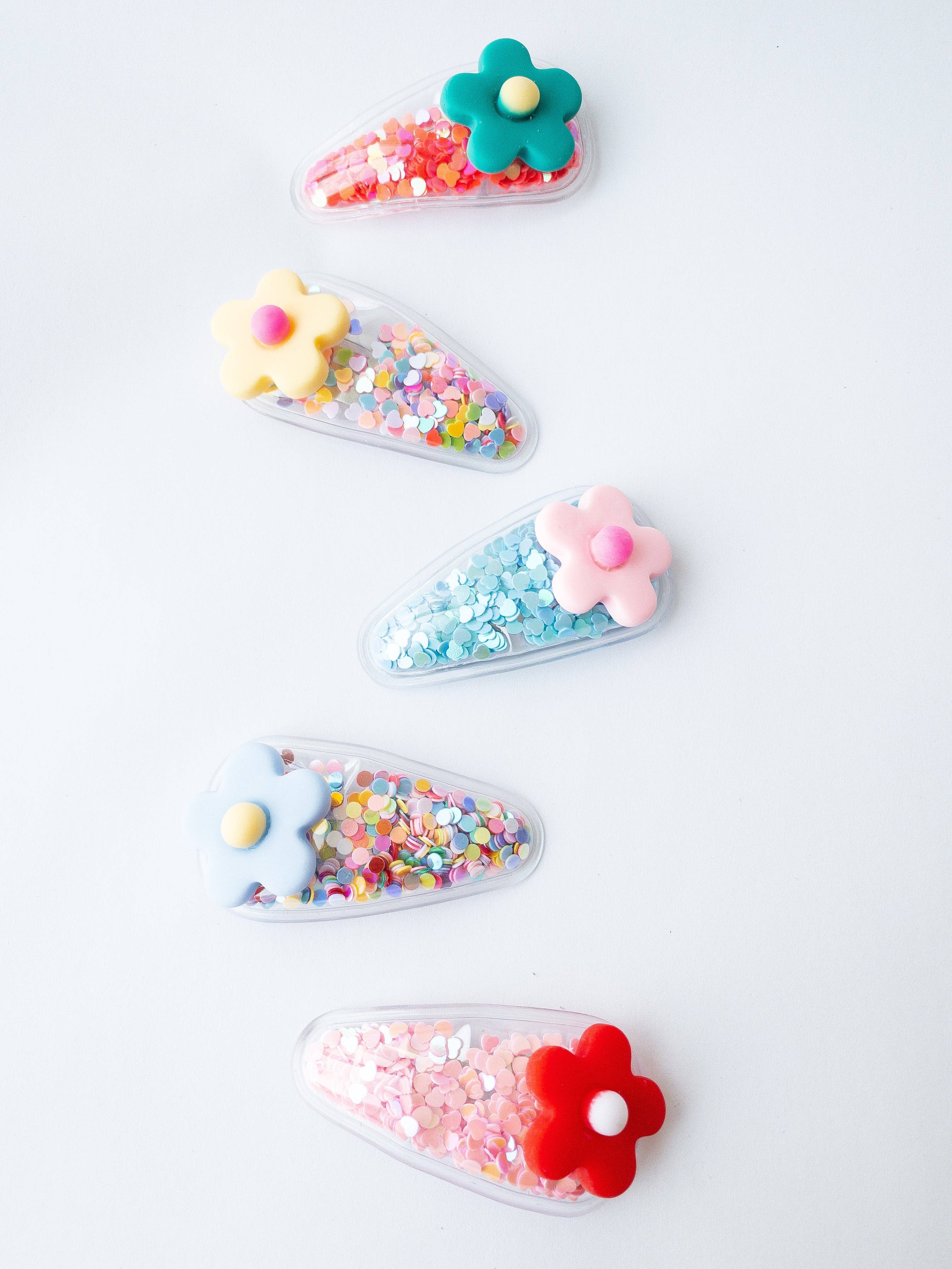 Eggy Cakes - Flower Confetti Shaker Hair Clips