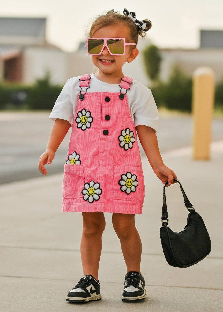 Little Trouble - Little Bloomer Pink Corduroy Dress