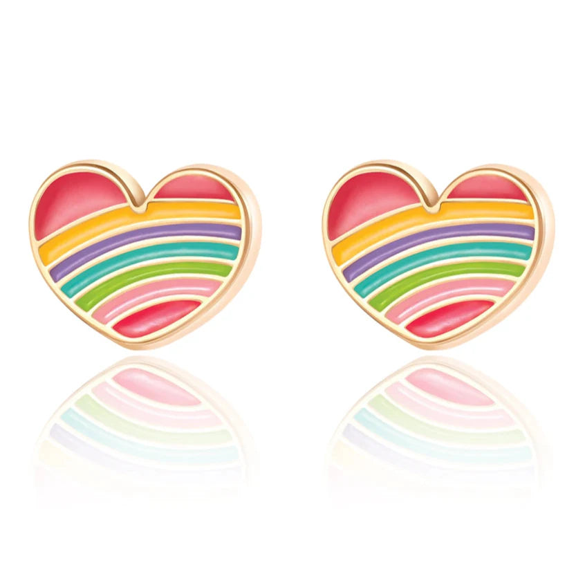 Girl Nation Earrings - Rainbow Heart