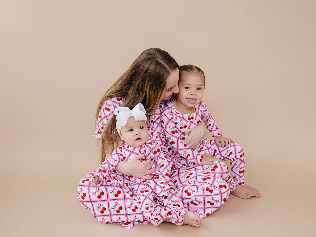 Lucky Panda Kids Bamboo PJs - Cherry Bow