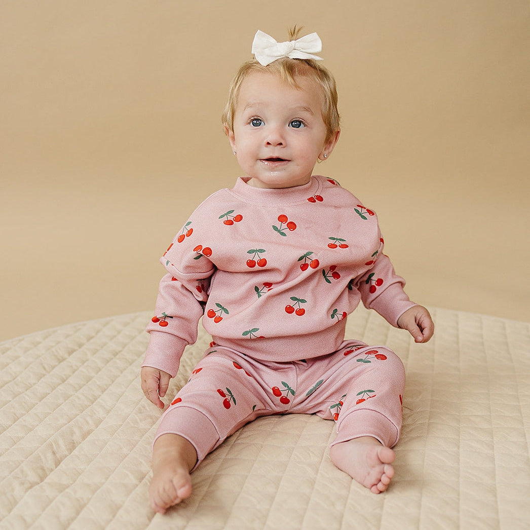 Lucky Panda Kids Jogger Set - Blush Cherry