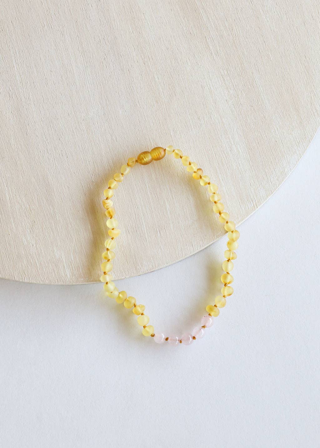 CanyonLeaf - Raw Honey Baltic Amber + Rose Quartz || Necklace
